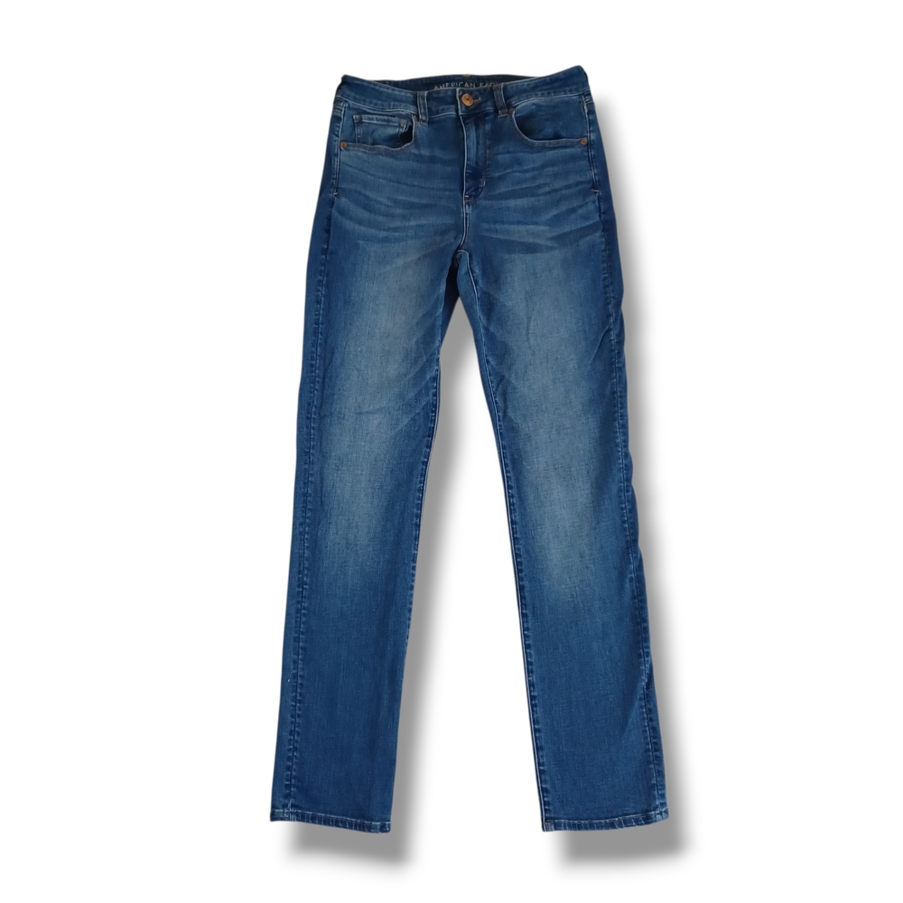 AEO American Eagle Womens Jeans Hi-rise Skinny Super Stretch Medium Wash Size 8